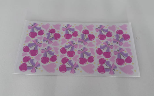Pink cherries and purple bows